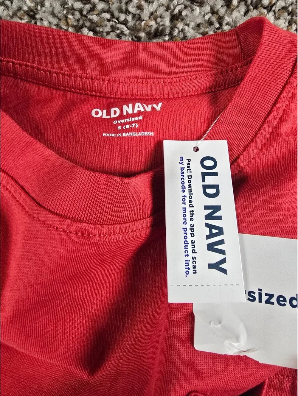 Old Navy Boys Sz S Oversized Long Sleeve T Shirt Solid Red NEW